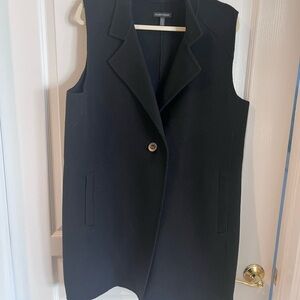 Eileen Fisher Size Large Black Wool button vest. Heavy!